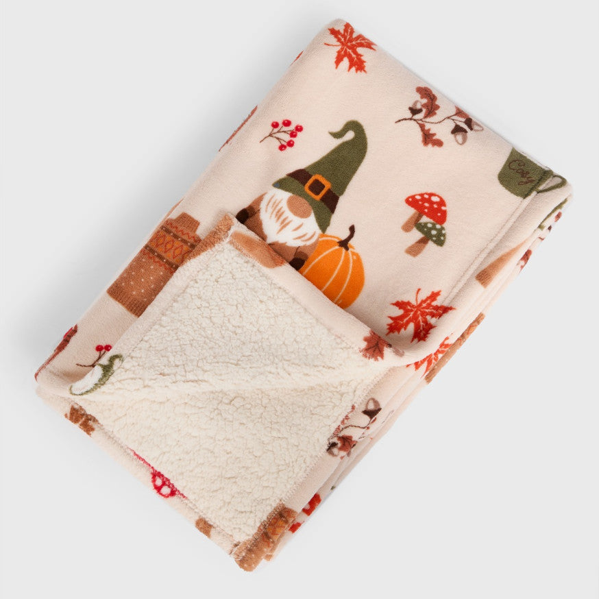 Autumnal Gonk Printed Throw – Natural
