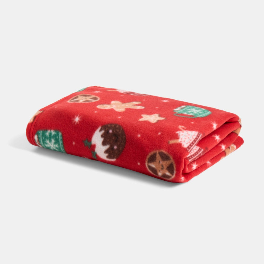 Festive Christmas Treats Fleece Throw – Red