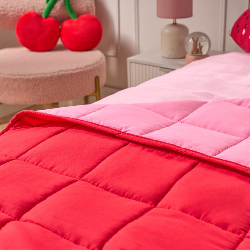 Kids Supersoft Weighted Blanket, Pink/Red - 3kg