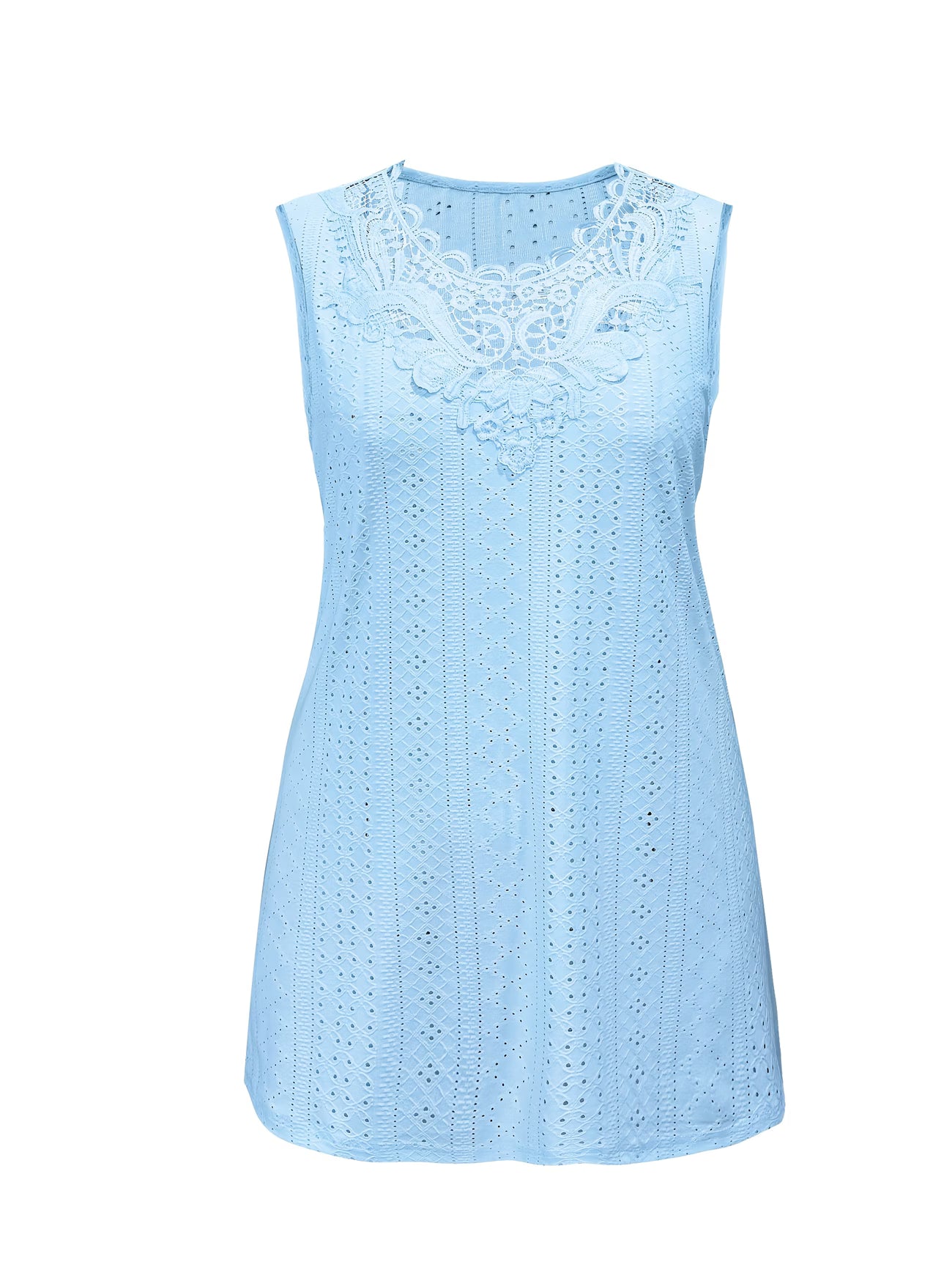 Lace Trim Textured Stretch Top — Plus Size