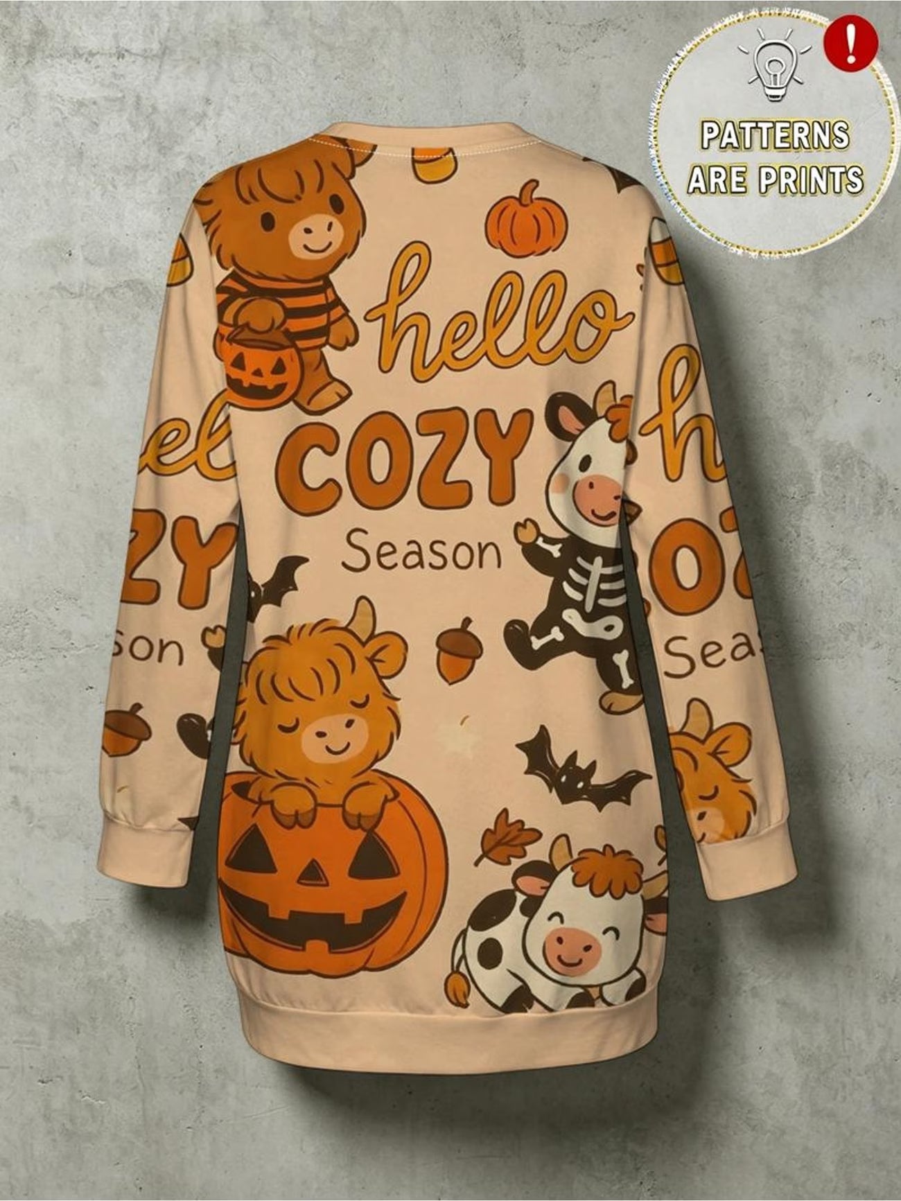 Highland Cow Pumpkin Halloween Print Sweatshirt