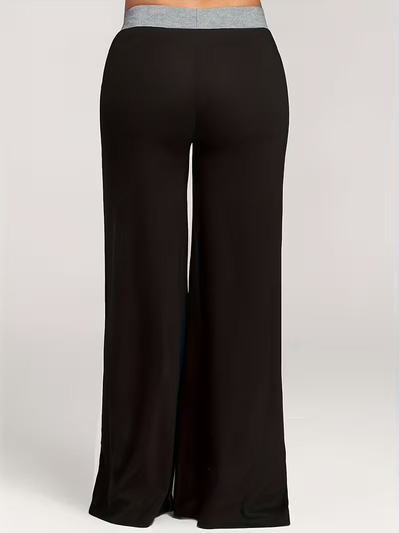 Plus Size Color Block Casual Pants