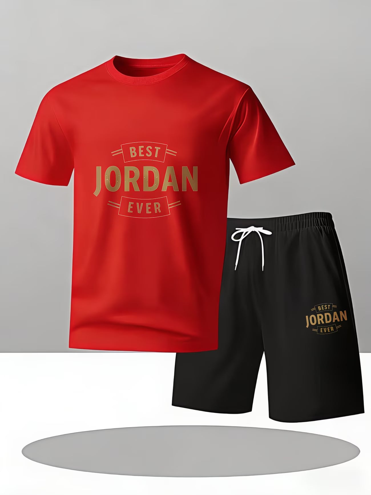 Men's Casual Sporty Matching Set – 'Best Ever' Slogan Print T-Shirt & Shorts