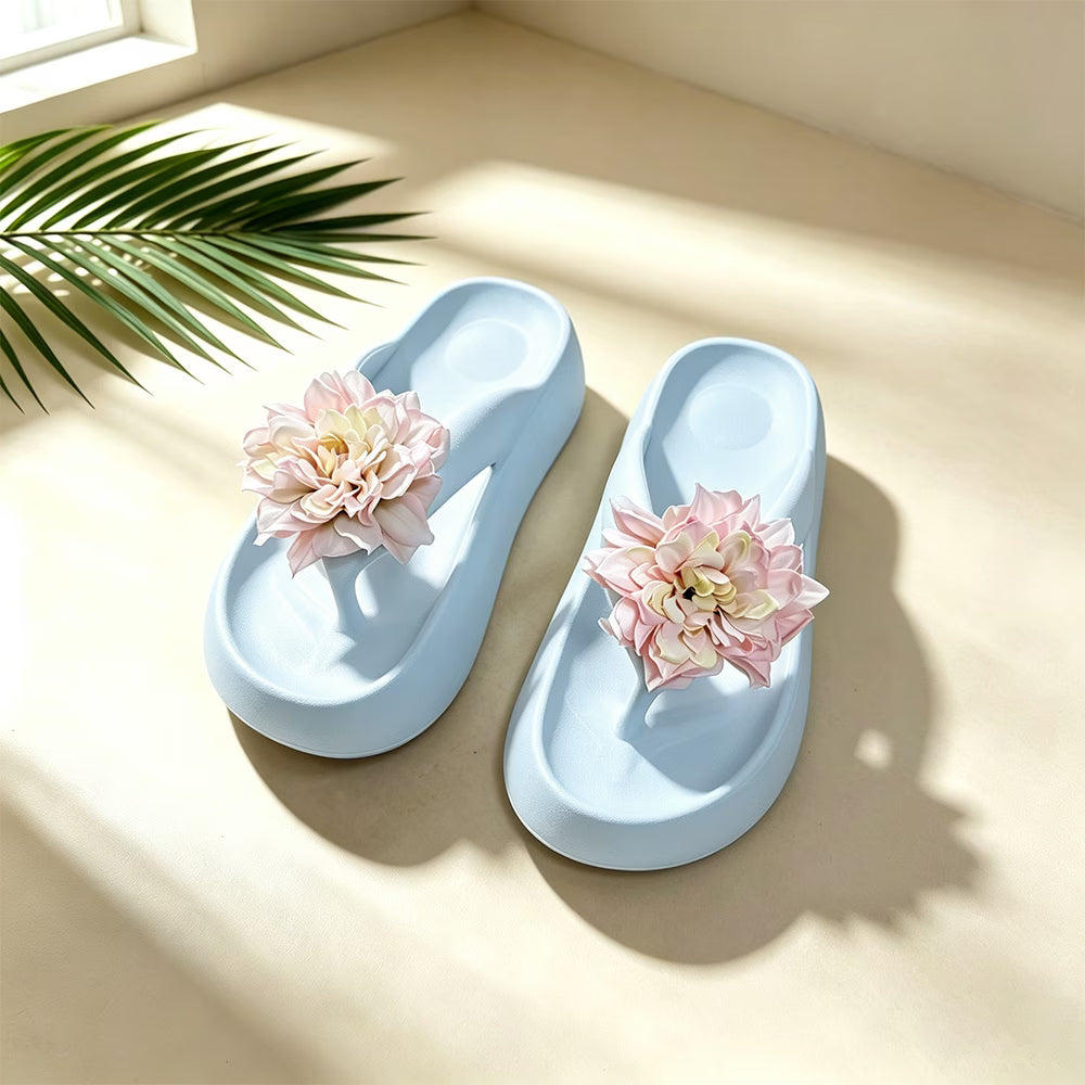 Women's Flower Platform Beach Slippers