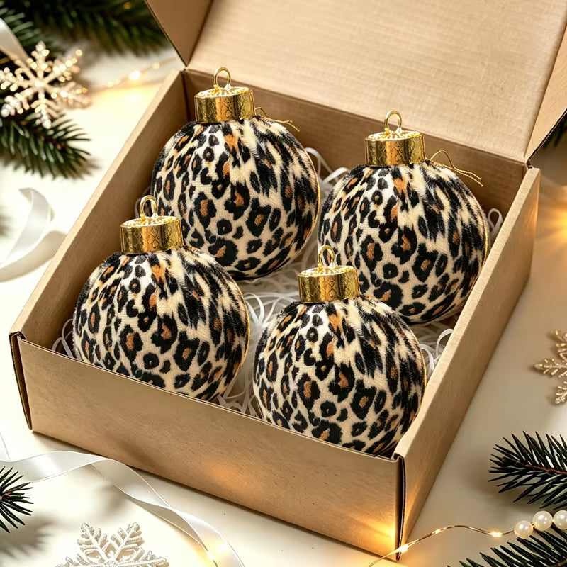 Bohemian Cow Print Ball Ornaments - 8cm Plastic Round Hanging Decorations