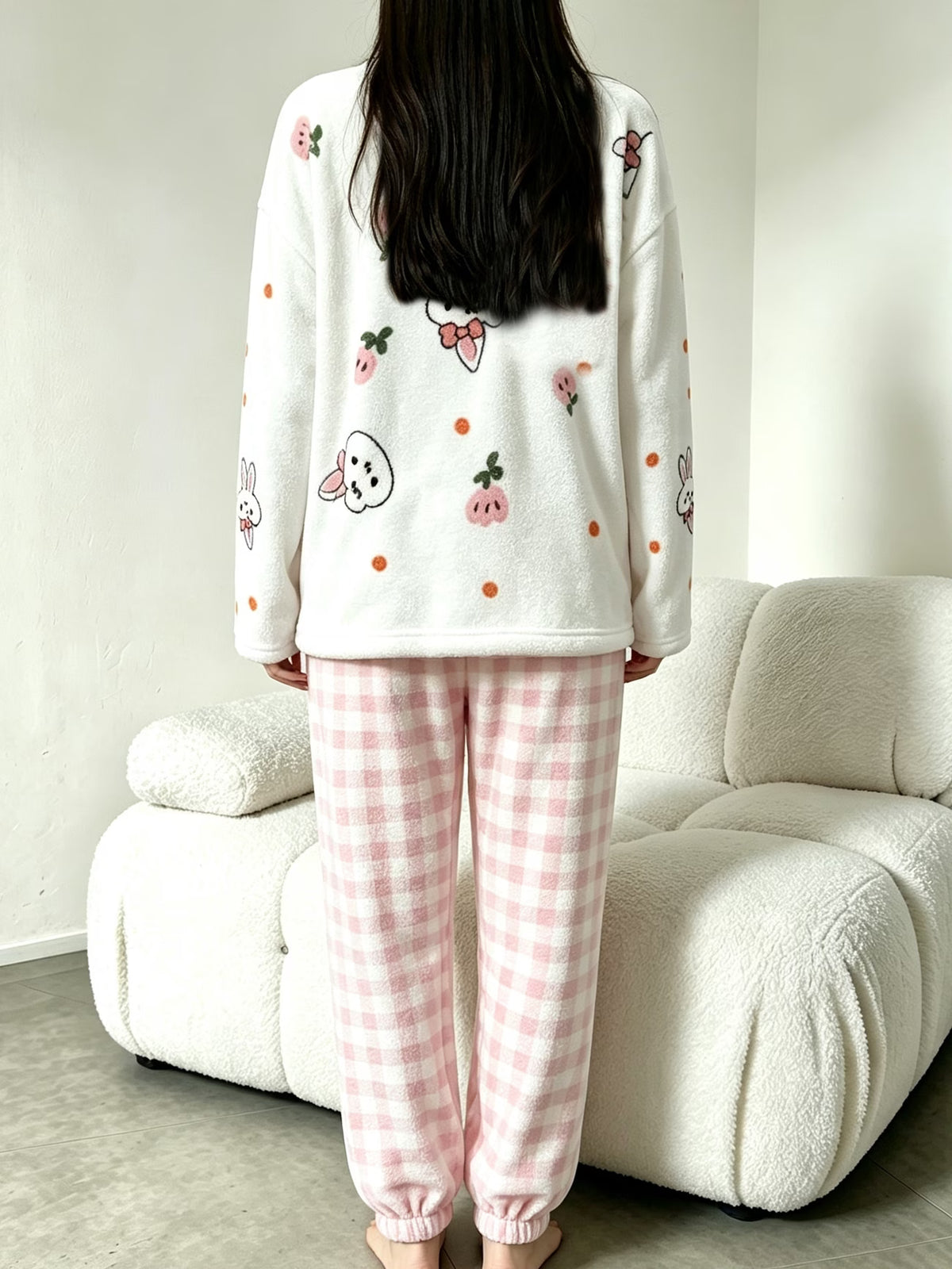 Women's Bunny & Plaid Flannel Pyjama Set