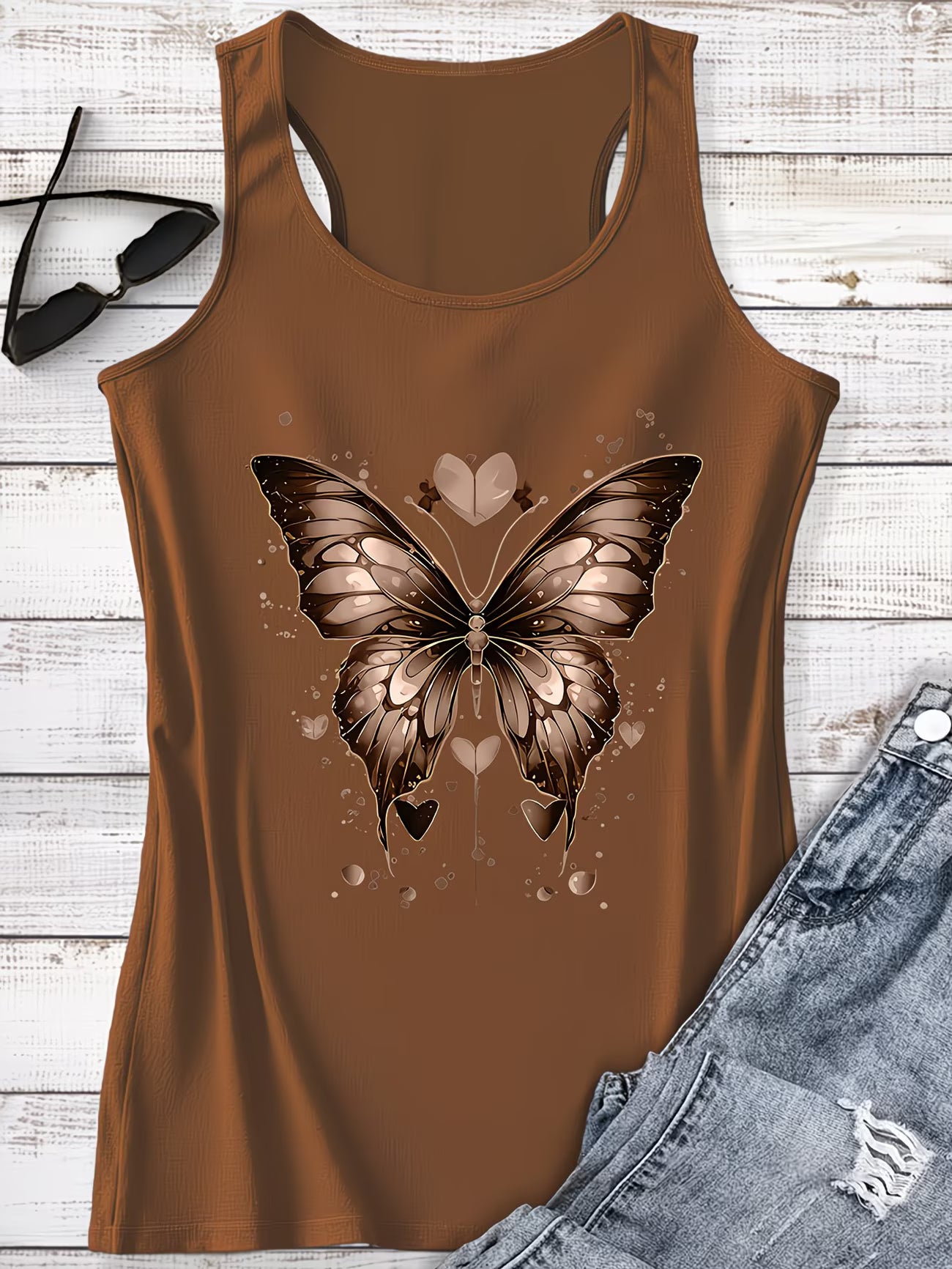 ladies Butterfly, Featuring Scattered Heart Decorations