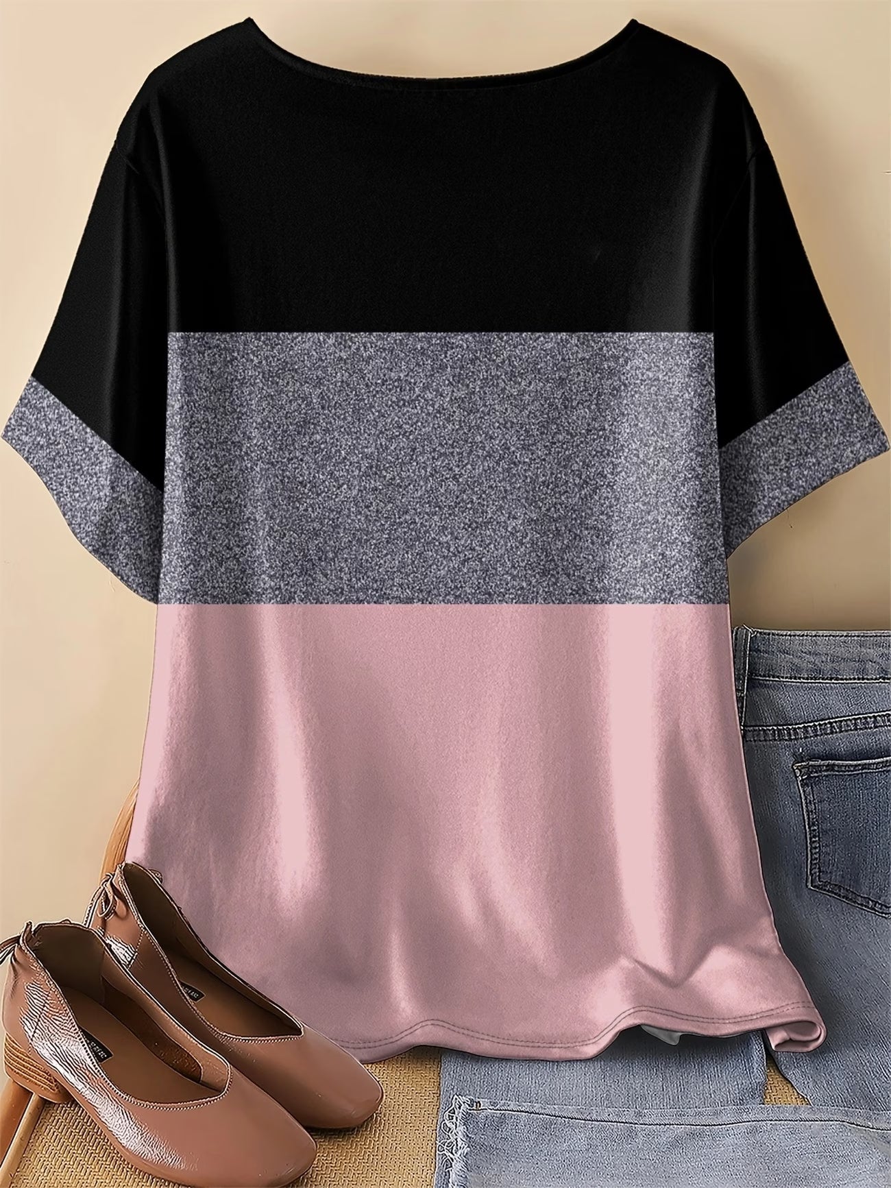 Plus Size, Women's Size Bohemian Short-Sleeve T-Shirt