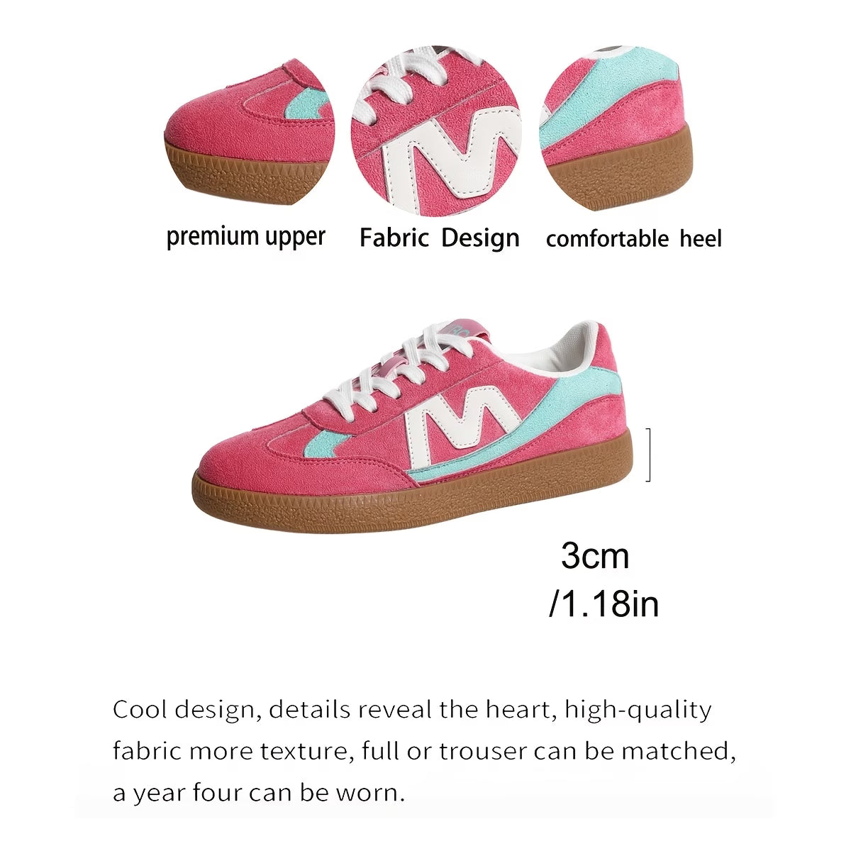 Women's Pink & Mint Green Low-Top Cushioned Sneakers