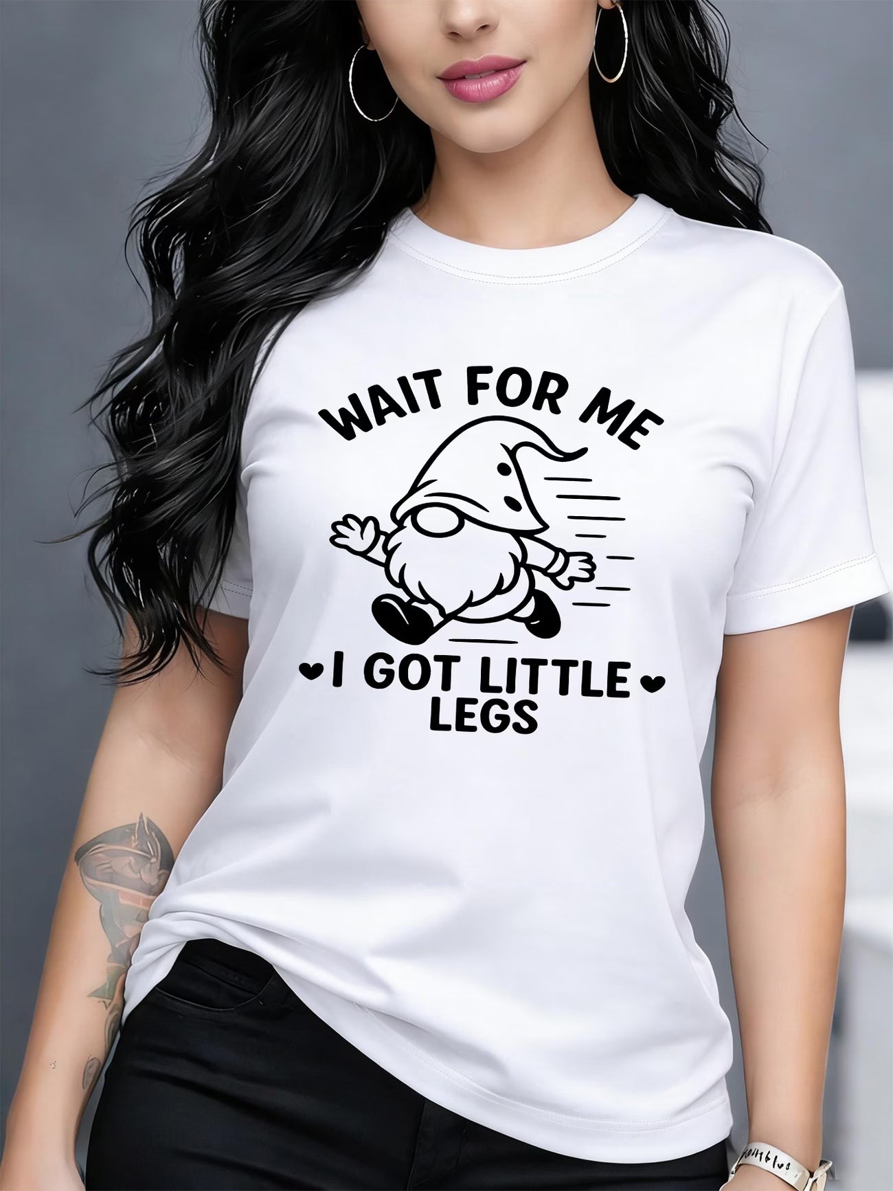 "Wait For Me, I Got Little Legs" Slogan Graphic T-Shirt
