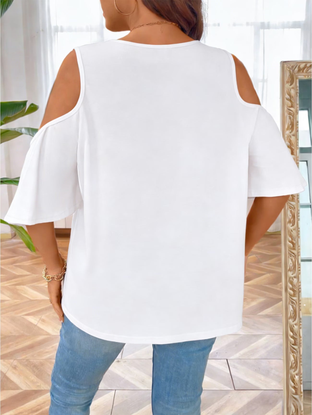 Women's Plus Size Leopard Print Off-Shoulder Batwing Top