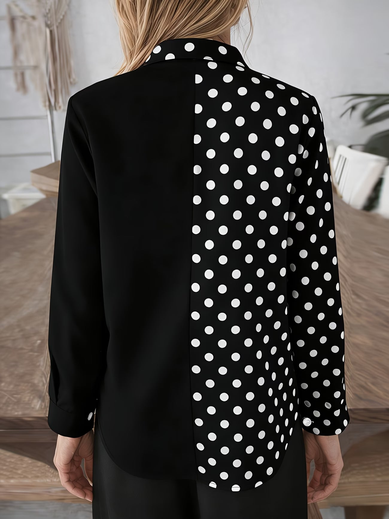 Women's Polka Dot Patchwork Shirt