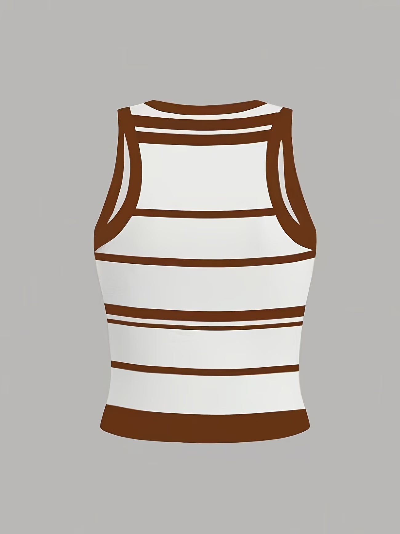 Striped Bow Print Tank Top – Casual Sporty Round Neck