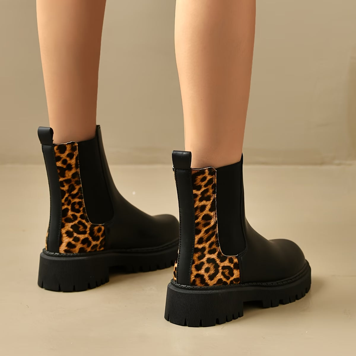 Women’s Leopard Print Patent Platform Chelsea Boots
