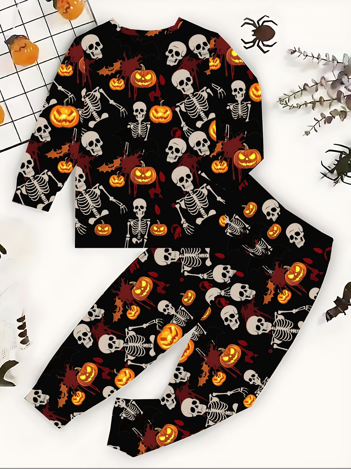 Halloween Patterned Long-Sleeve Outfit