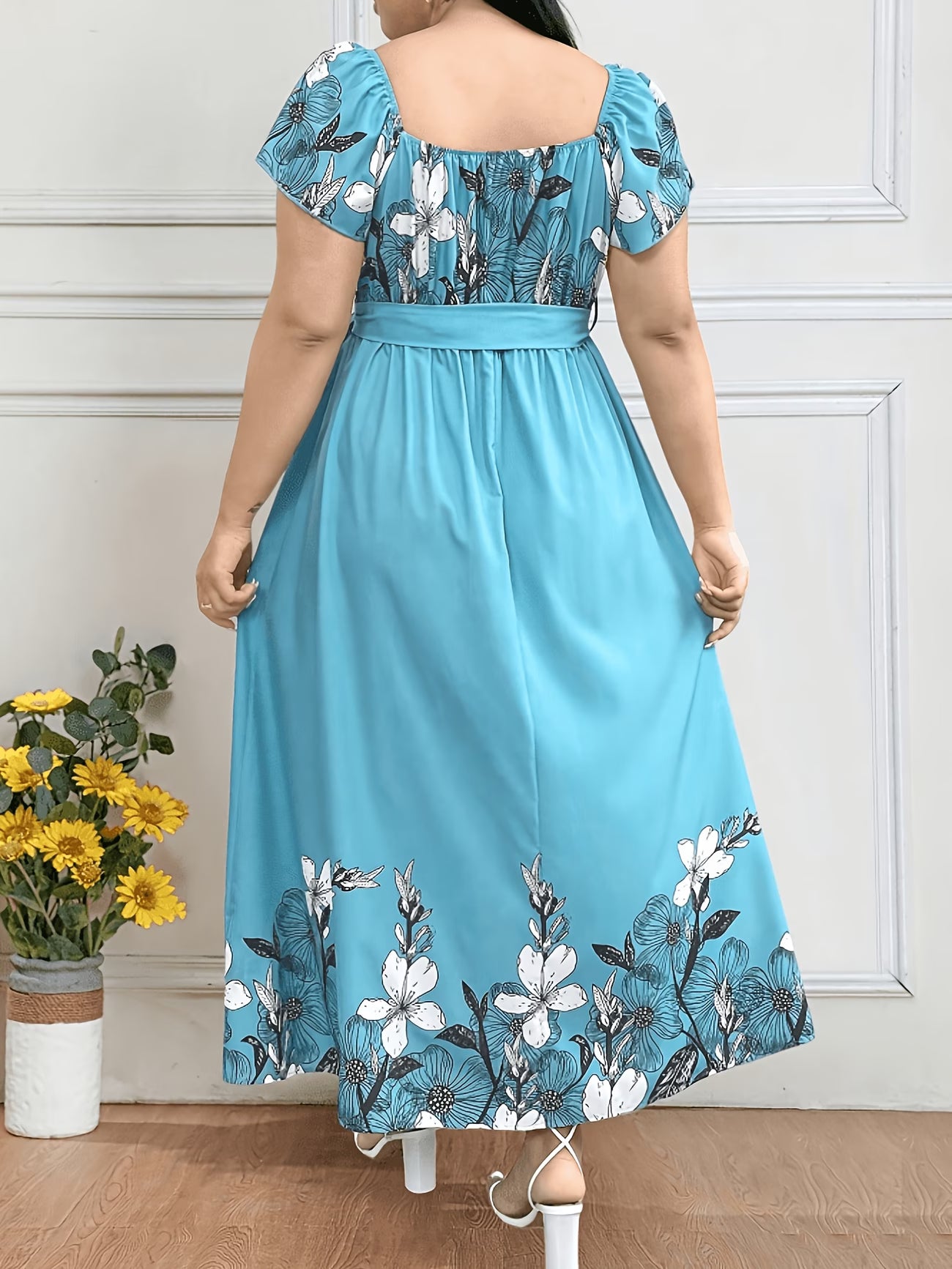 Printed Raglan Maxi Dress | Short Sleeve | Curve