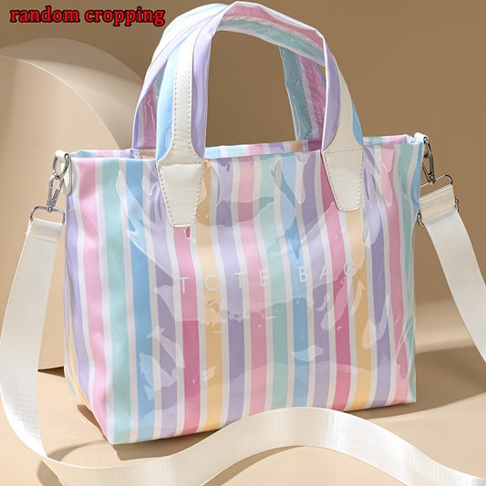 Women's Letter Print Tote Bag – Glossy Contrast Patchwork Design