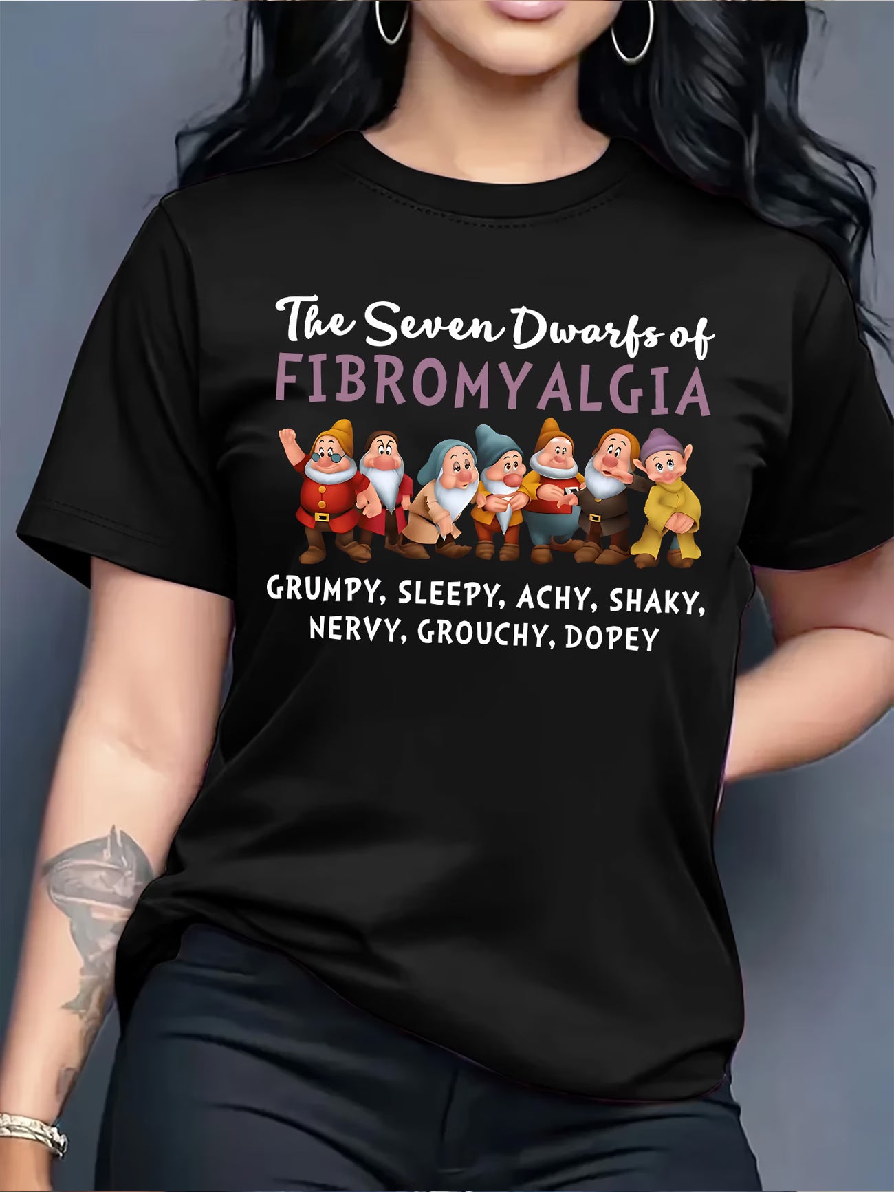 The Seven Dwarfs of Fibromyalgia — Graphic Print T-Shirt