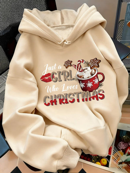 Christmas Pattern Drawstring Hoodie