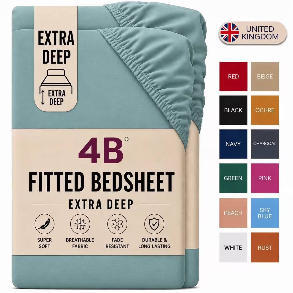 4B Deep Pocket Fitted Sheet – Durable, Easy Care & Secure Mattress Fit