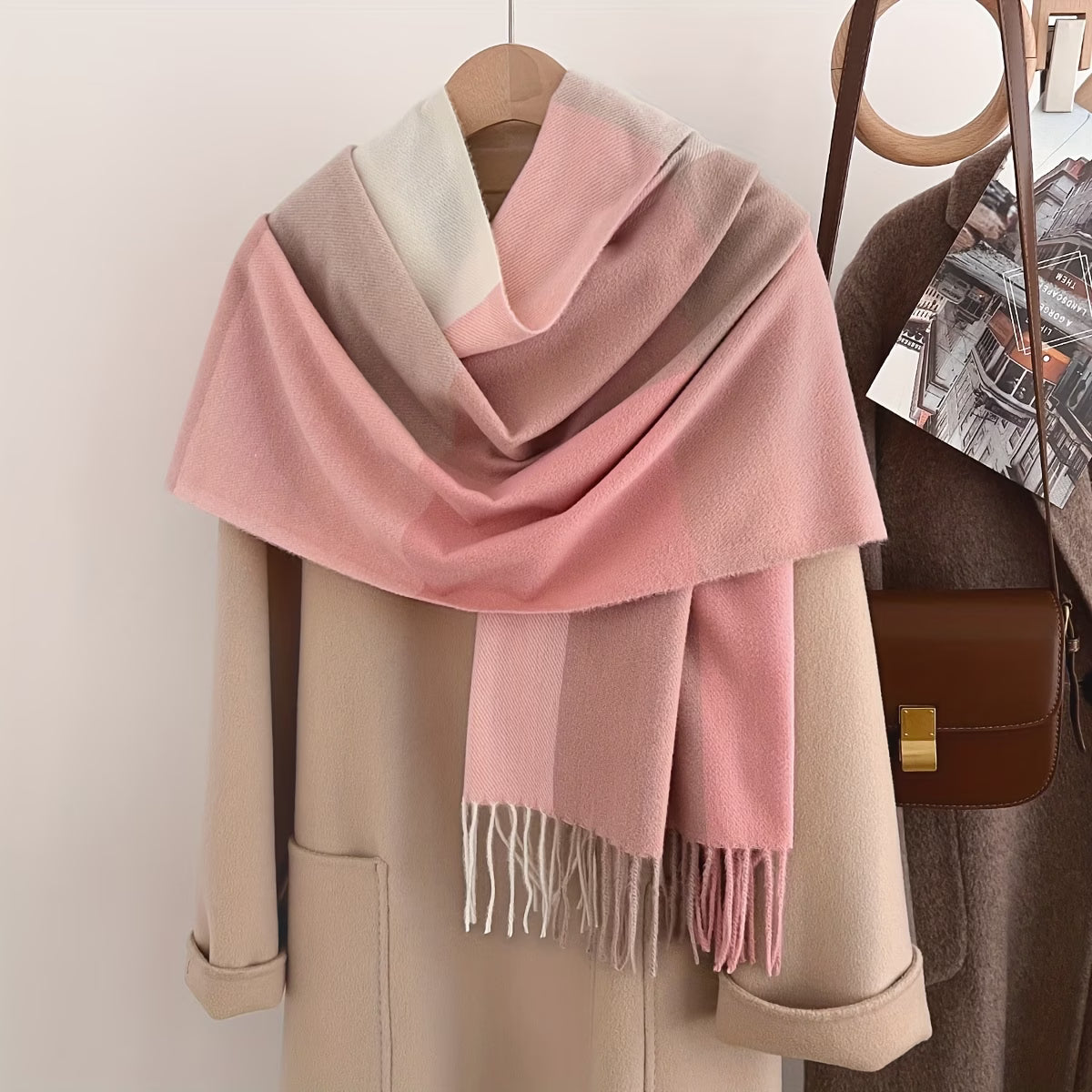 Colour-Block Patchwork Long Winter Scarf – Thick Multi-Colour Fashion Scarf