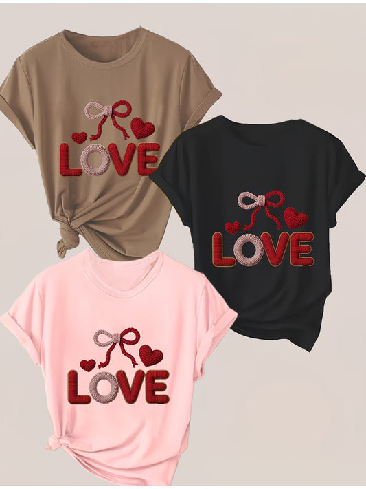 Three-Pack Women's Short-Sleeve T-Shirt Stretch Tops