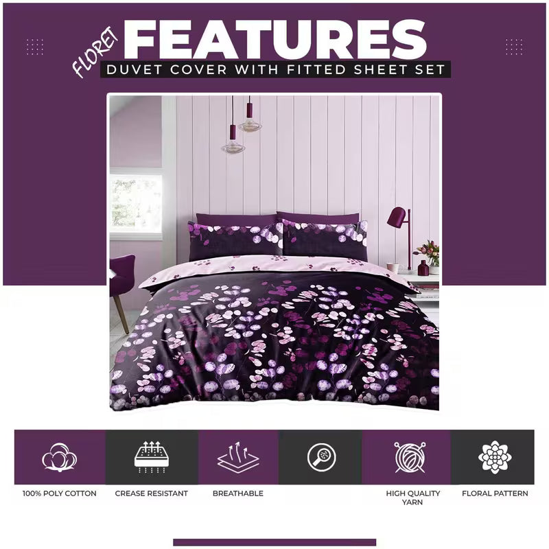 Super Dreamer 4-Piece Reversible Botanical Bedding Set