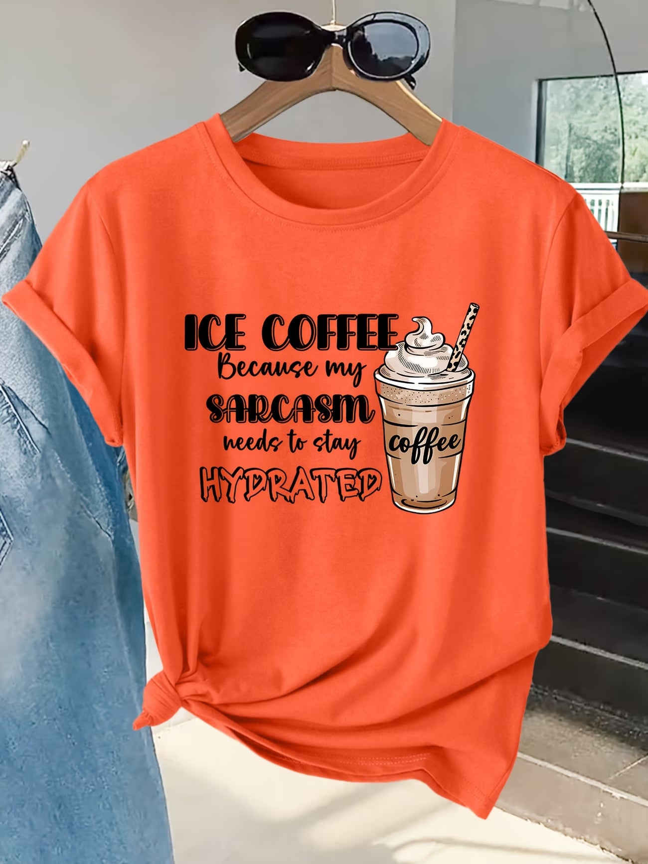 Ice Coffee Leopard Print Graphic T-Shirt