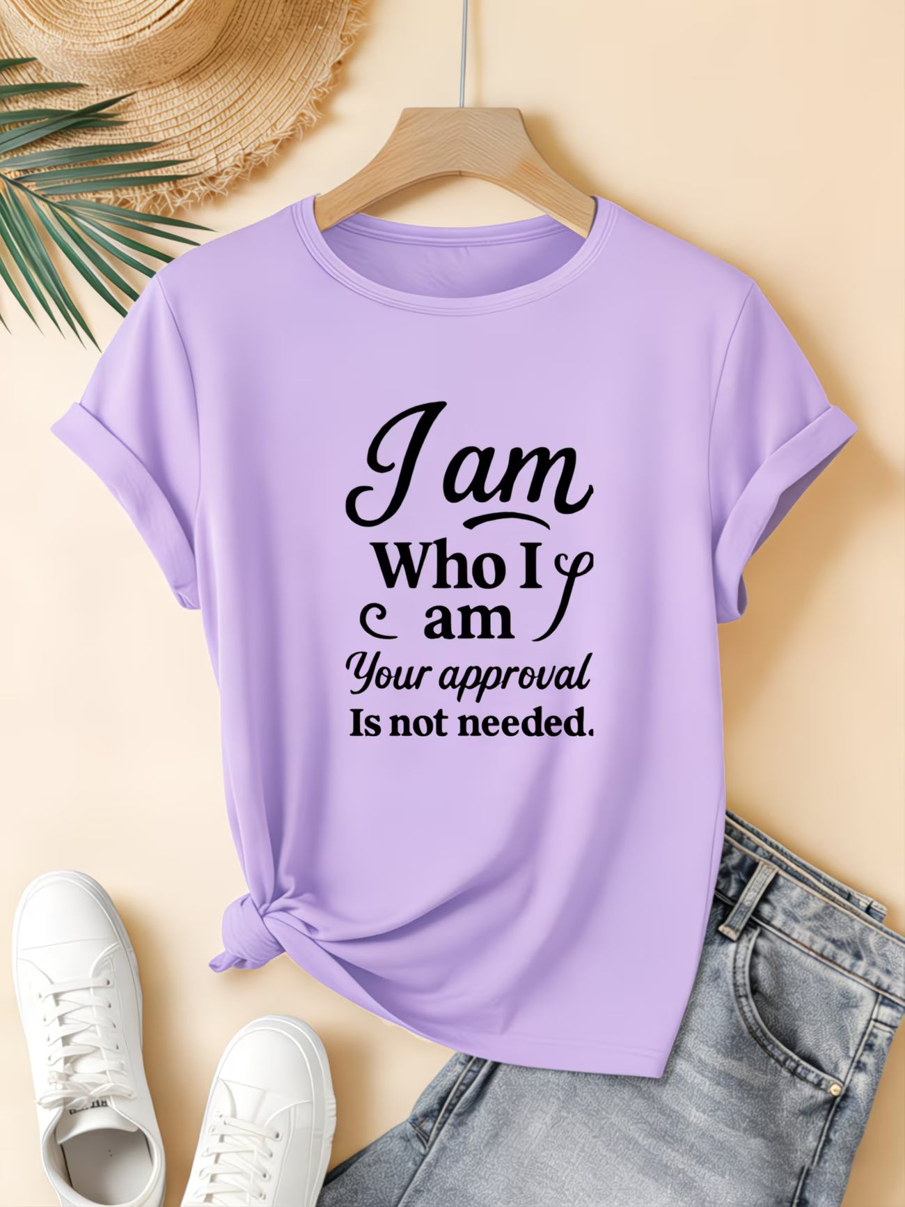 Women's Plus Size Slogan T-Shirt — "I Am Who I Am"