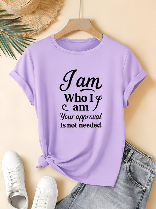 Women's Plus Size Slogan T-Shirt — "I Am Who I Am"