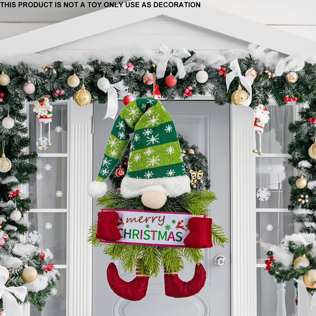 Rustic Farmhouse Christmas Wreath – Santa & Snowflakes Resin Door Hanging Decoration