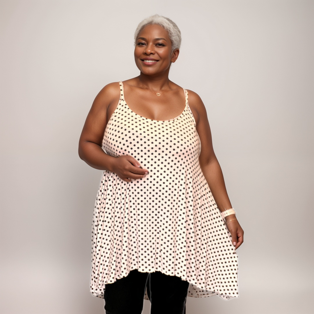 Polka Dot Cami Vest Hanky Hem Swing Top