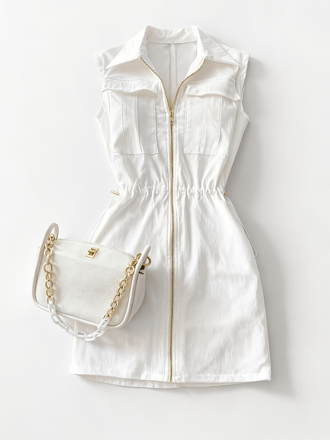 Comfortable Pocket Adjustable Waist-Cinching Commute Versatile Shirt Dress