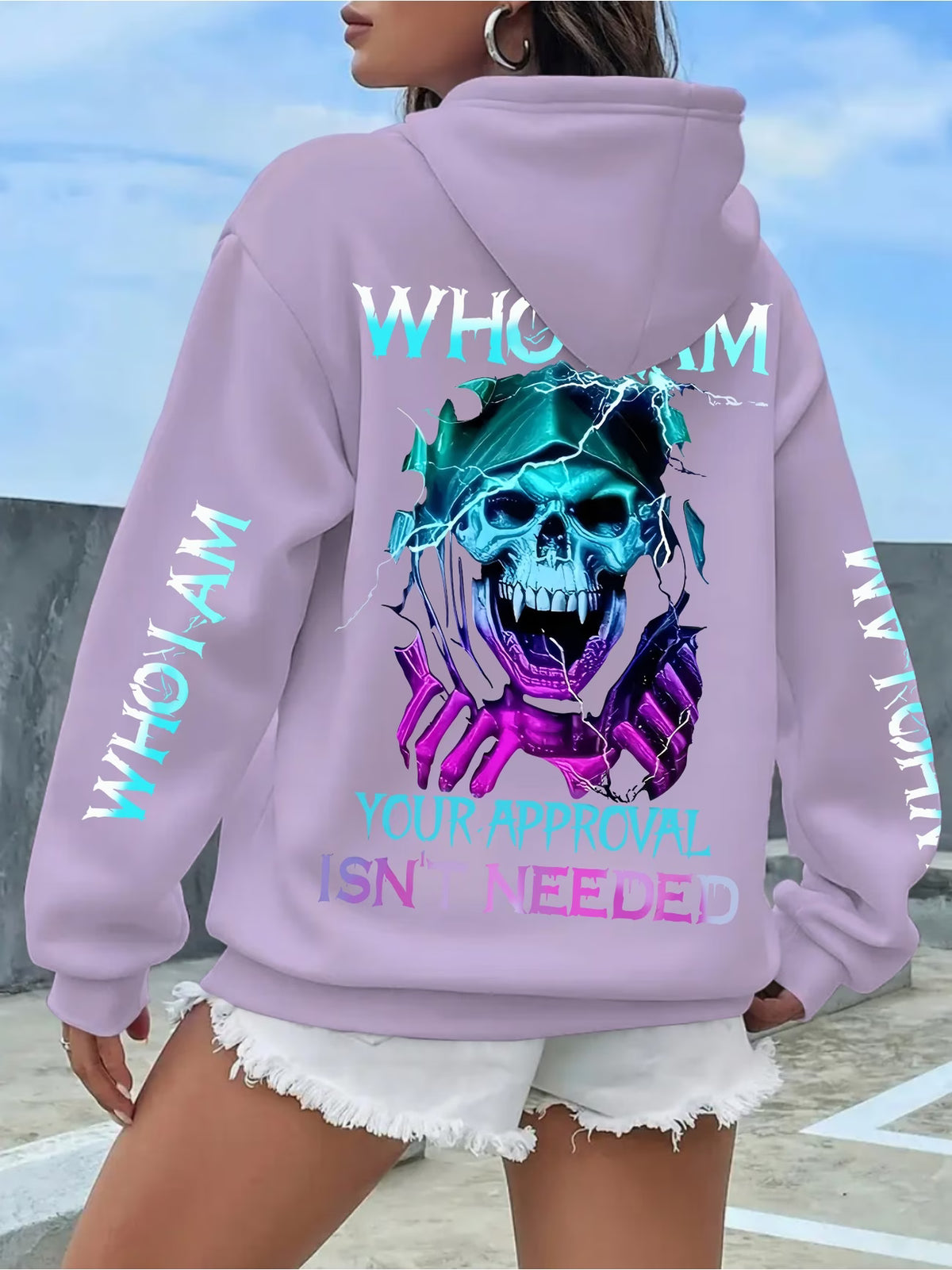 Women's Skull Print Round-Neck Sweater