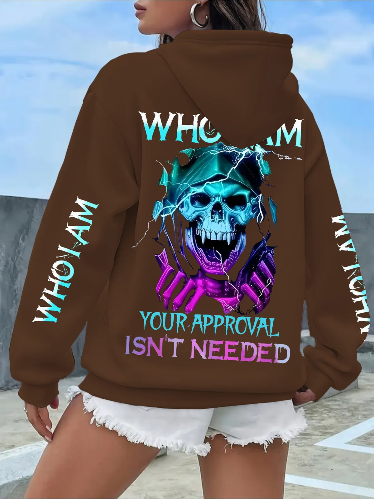 Women's Skull Print Round-Neck Sweater