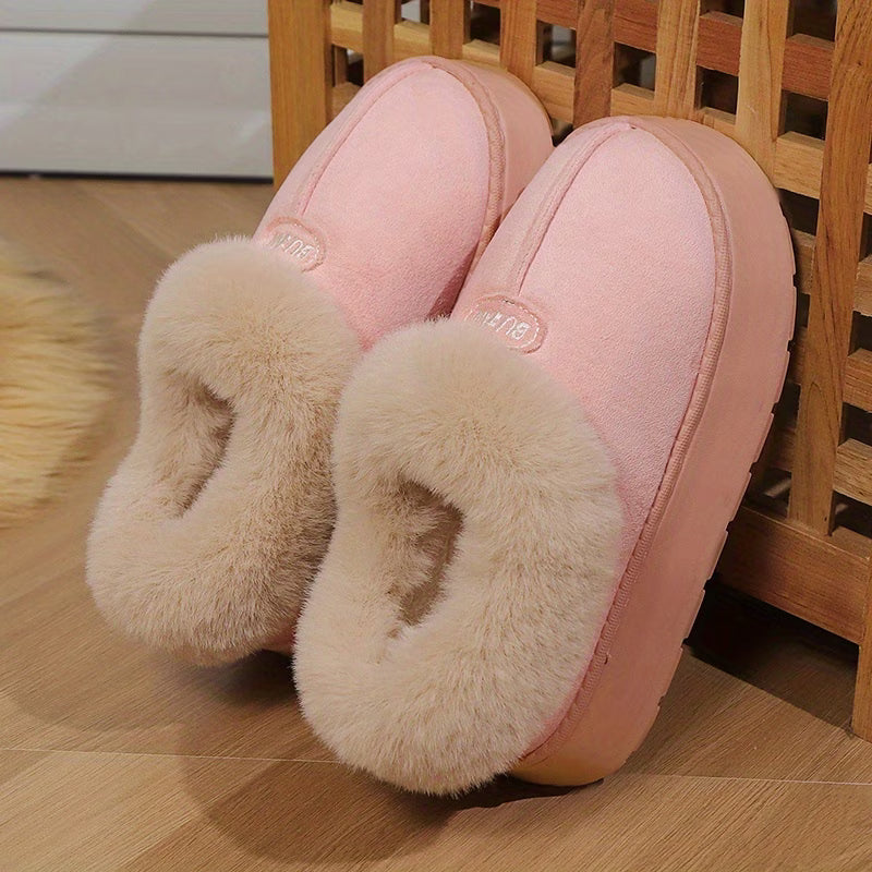 Unisex Warm Plush Indoor Slippers – Low-Top Winter Home Shoes