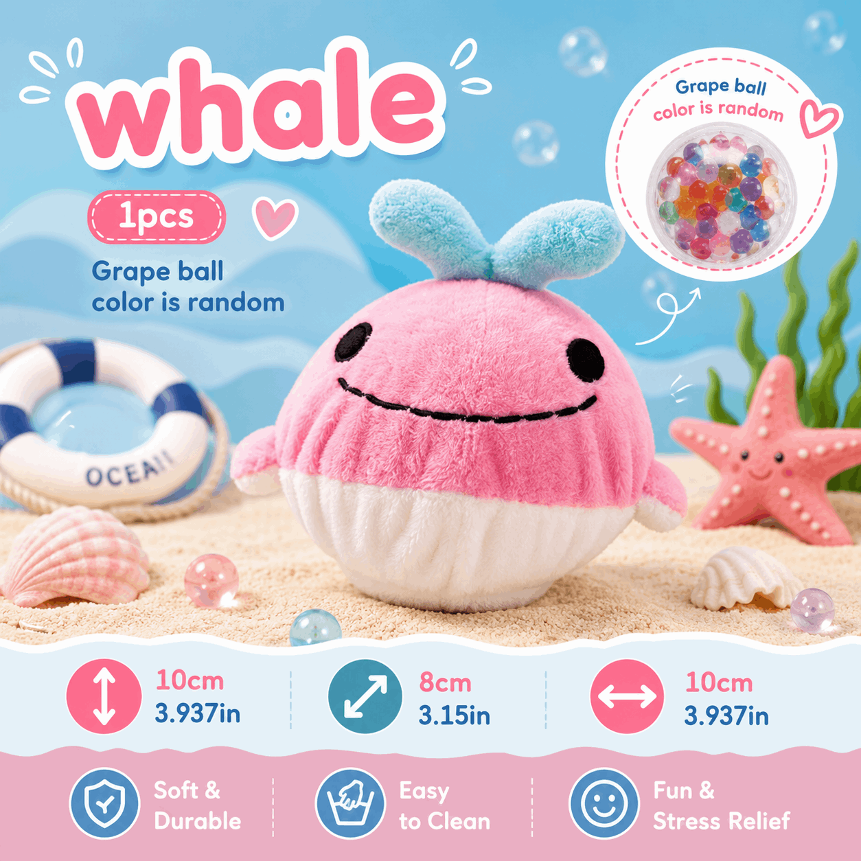 Sea Creature Squishy Stress Ball Toy | Ocean Sensory Squeeze Fidget & Plush Companion