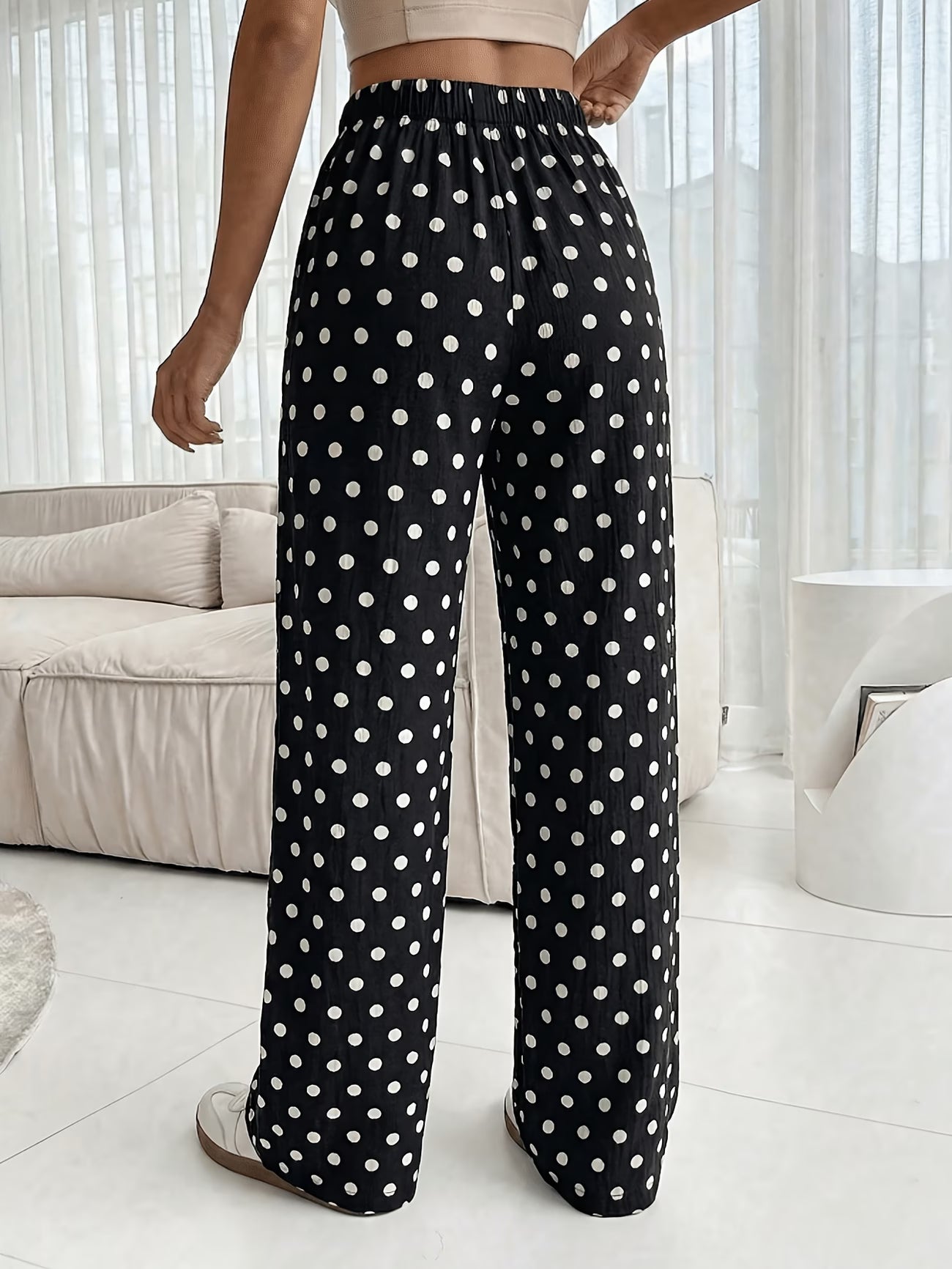 Women's Polka Dot Retro French Wide-Leg Trousers