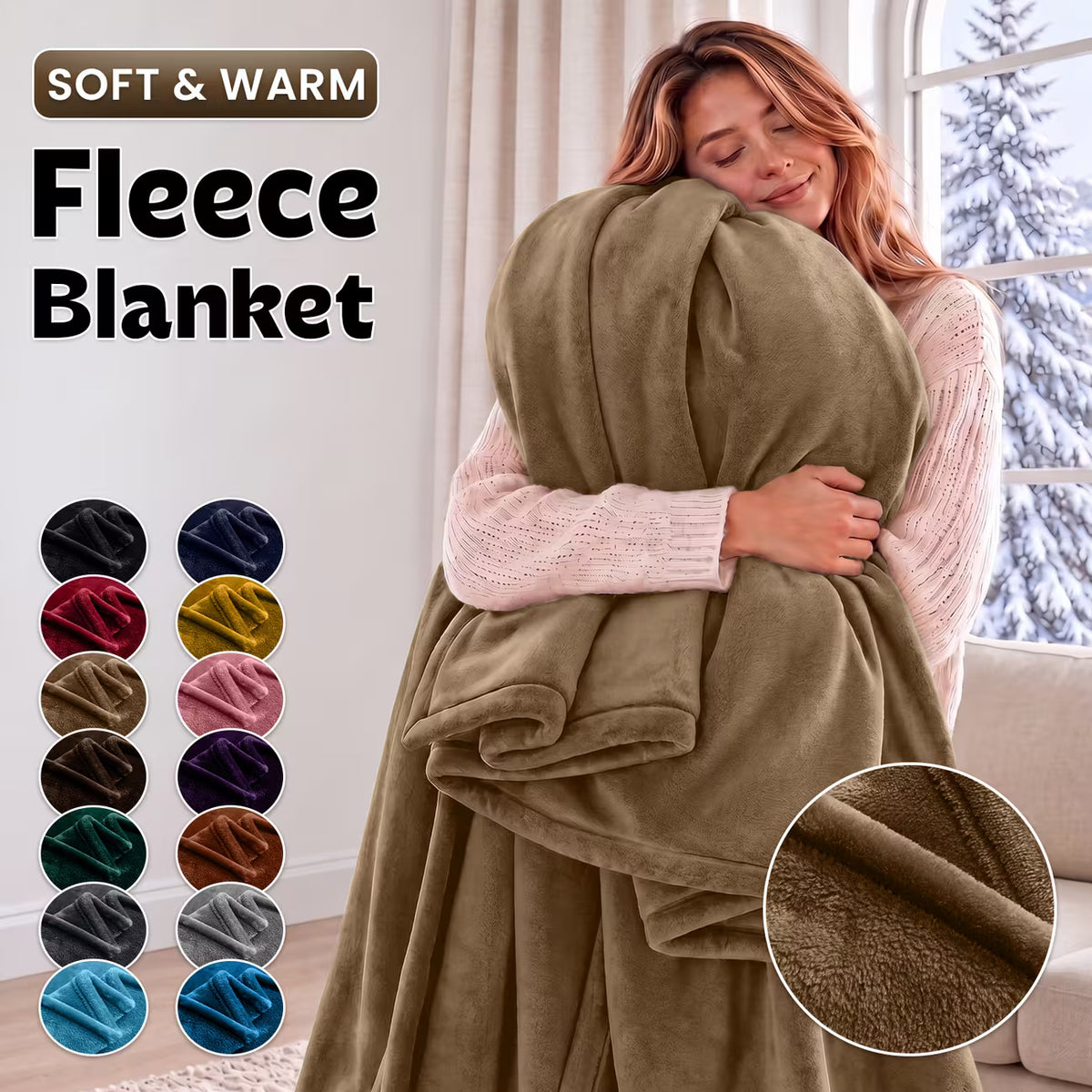 Soft Fleece Throw Blanket, King Size