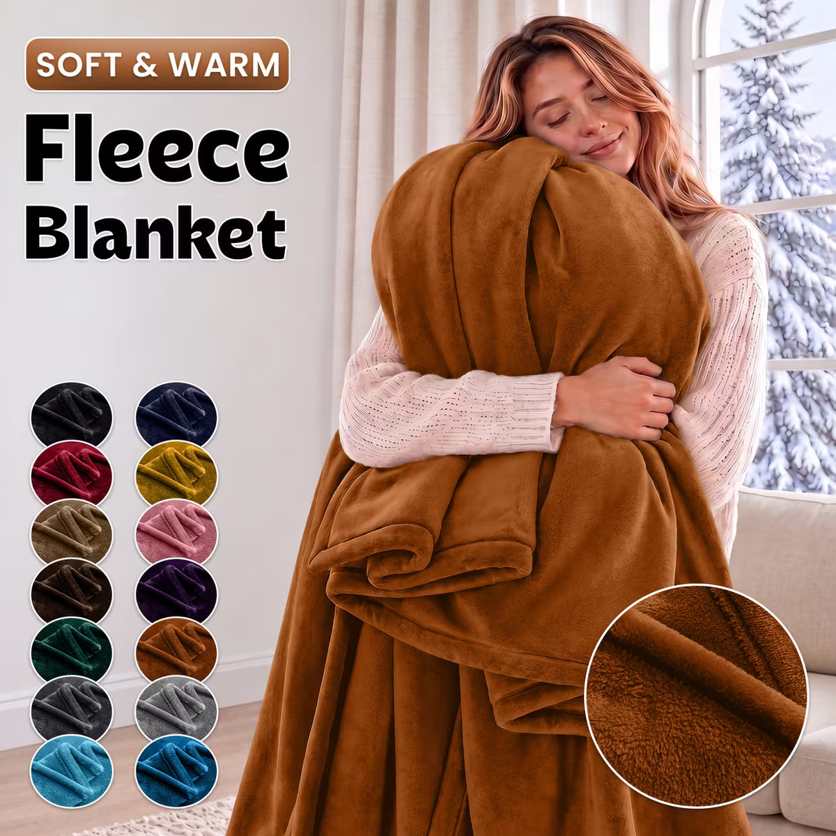 Soft Fleece Throw Blanket, King Size