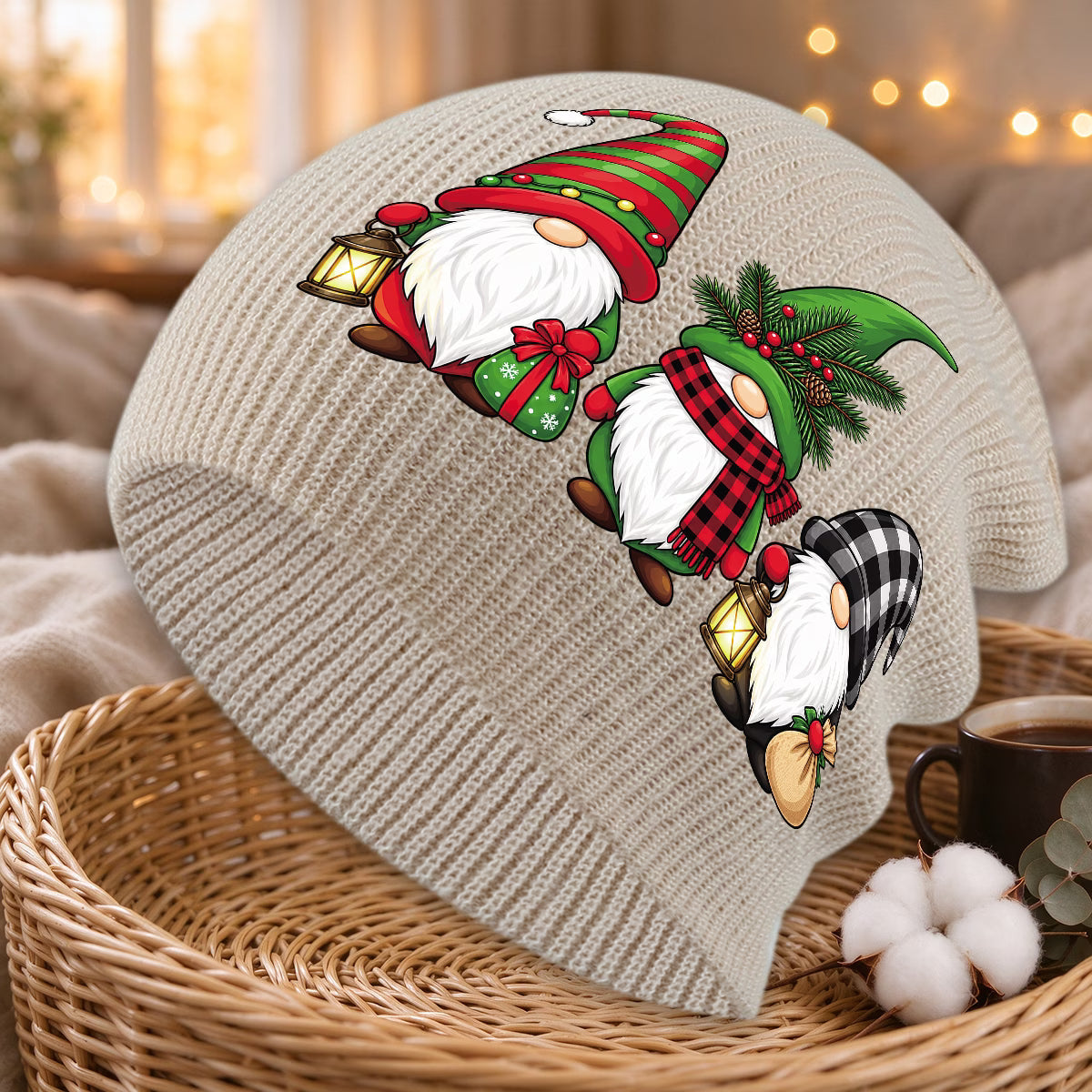 Christmas Gnome Print Unisex Winter Beanie