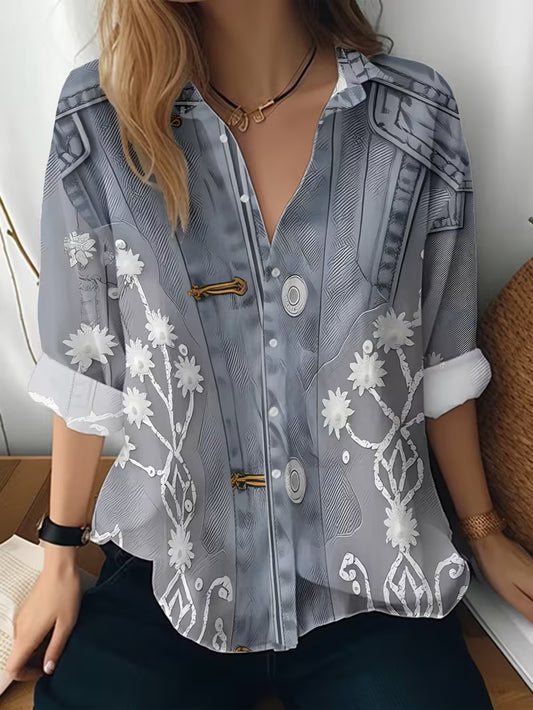 Ladies' Long Sleeve Denim Shirt