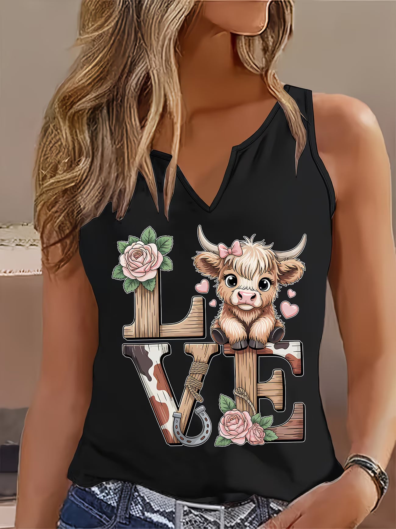 Cute Calf Print Vest Top