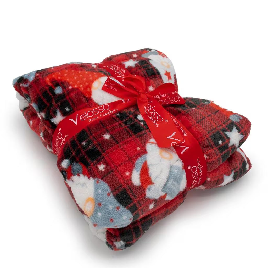 Christmas Gonks Teddy Fleece Double Duvet Cover Set with Matching Throw