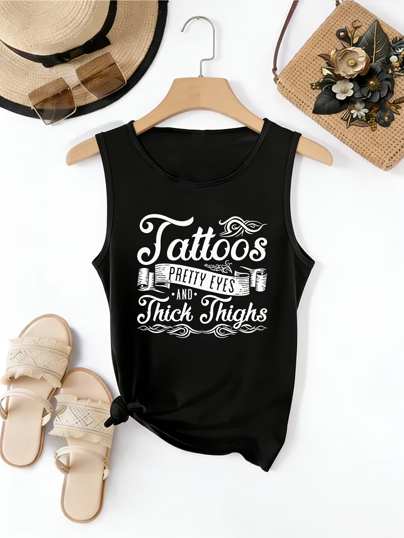 Tattoo Print Round-Neck Tank Top