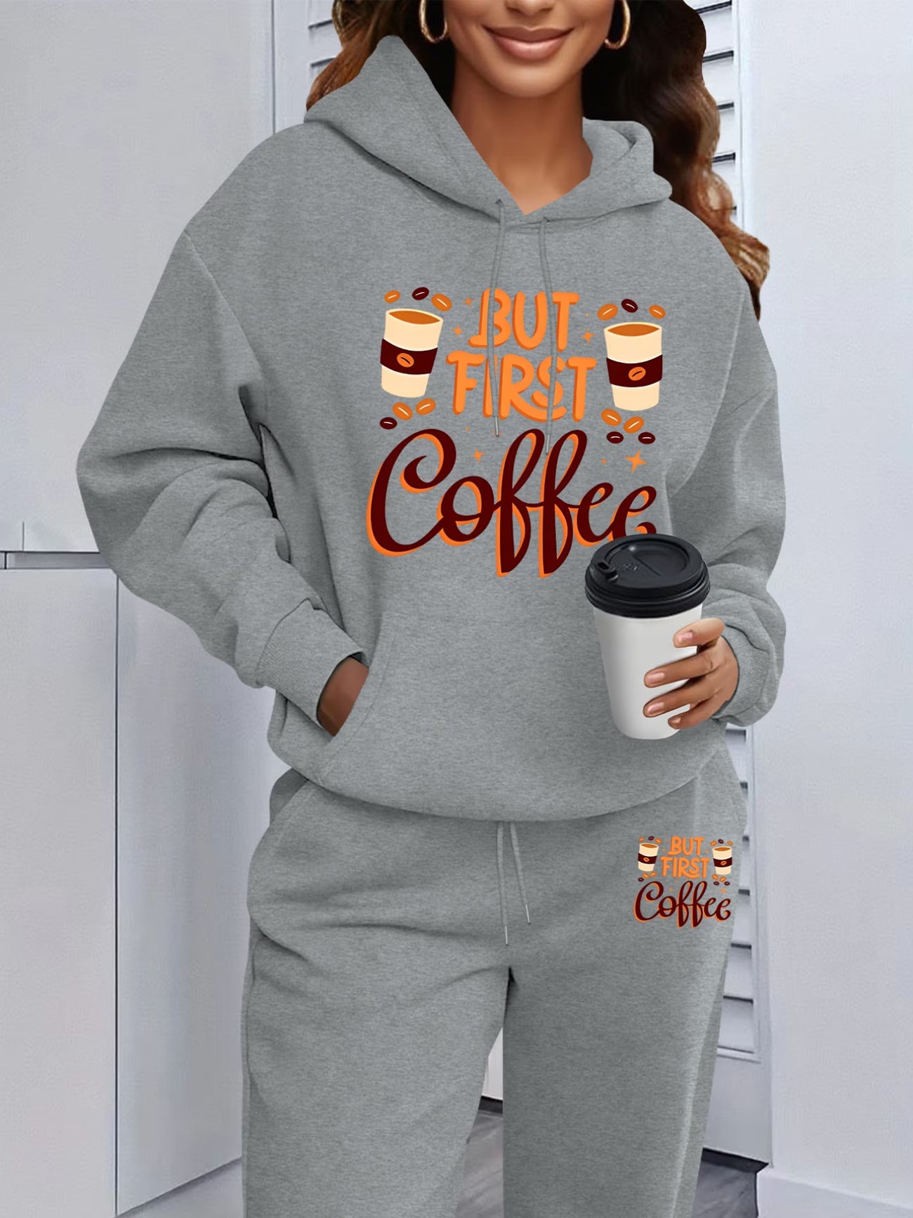 But First Coffee Hooded Sweatshirt & Sweatpants Set