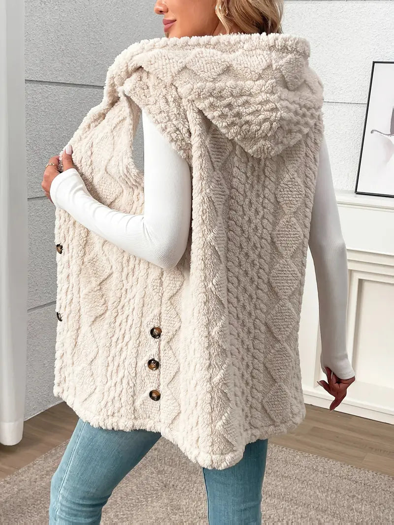 Women's Plush Short Sleeve-like (No-Sleeve) Jacket