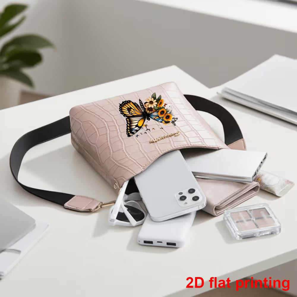 Floral & Butterfly Print Women's Crossbody Bag