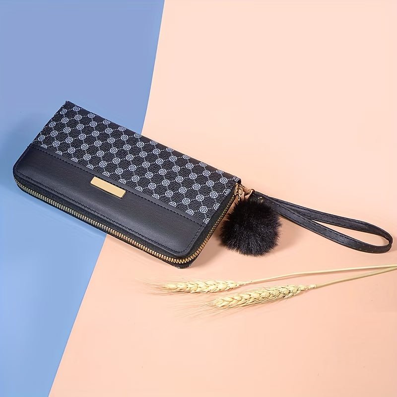Printed Women's Long Wallet – Zip Closure, Large Capacity Handbag