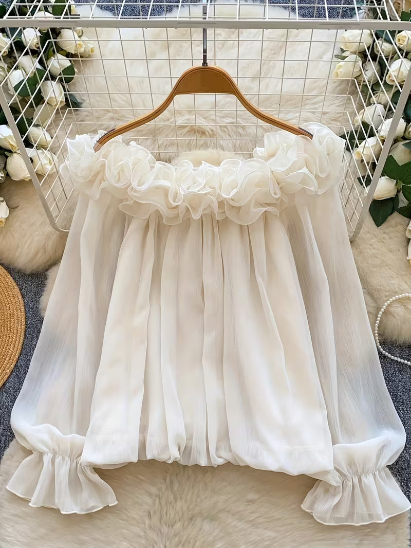 Women's Elegant Off-the-Shoulder Chiffon Blouse